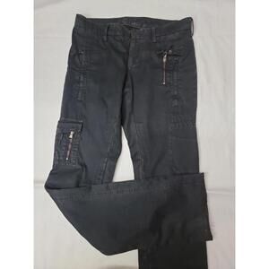 NEIL BARRETT  Authentic Men's Straight Leg Unhemmed Pants Washed Black Sz 46 #P1